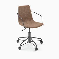 Slope Conference Chair With Arms, Cloud Velvet, Cognac / Hot Rolled Steel Soft Casters