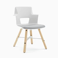 Shortcut Wood Base Chair, Arctic White Shell / Clear Maple Legs Billiard Cloth, Citron