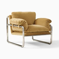 Desmond Chair, Deluxe Linen, Sand, Polished Stainless Steel