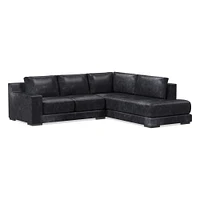 Dalton Sectional Set 08: RA 78" Sofa, LA Bumper Chaise, Down, Saddle Leather, Nut, Almond