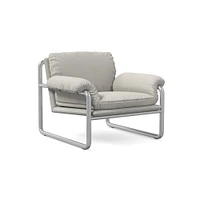 Desmond Chair, Deluxe Linen, Sand, Polished Stainless Steel