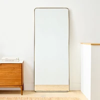 Modern Streamline Floor Mirror, Antique Brass