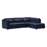 Marin 114" Left 2-Piece Bumper Chaise Sectional, Standard Depth, Saddle Leather, Nut