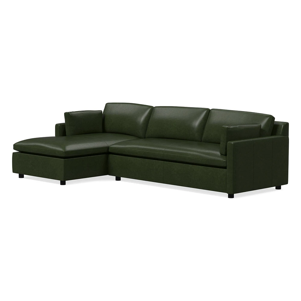 Marin 114" Left 2-Piece Chaise Sectional, Standard Depth, Saddle Leather, Nut