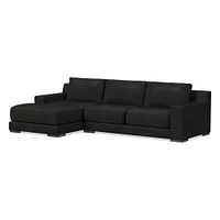 Dalton 111" Right 2-Piece Chaise Sectional, Ludlow Leather, Navy, Black