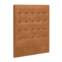 Grid Tufted Tall Wall Mounted Headboard, King, Vegan Leather Saddle, Saddle