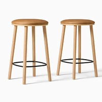 Wylie Bar Stool, Ludlow Leather, Sesame, Blonde