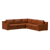 Dalton Sectional Set 10: LA 78" Sofa, Corner, RA Down, Saddle Leather, Nut, Almond