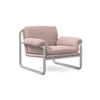 Desmond Chair, Deluxe Linen, Sand, Polished Stainless Steel