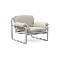 Desmond Chair, Deluxe Linen, Sand, Polished Stainless Steel