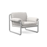 Desmond Chair, Deluxe Linen, Sand, Polished Stainless Steel