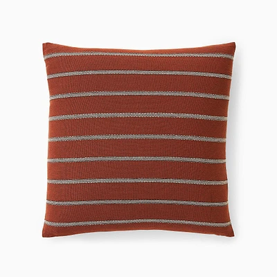 Stitch Stripe Pillow Cover, 18X18, Burnt Umber