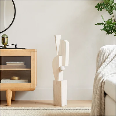 Open Box: Neesa Wood Floor Sculpture, White, Small, 32"H