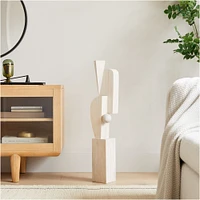 Neesa Wood Floor Sculpture, White, Small, 32"H