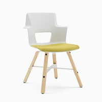 Shortcut Wood Base Chair, Arctic White Shell / Clear Maple Legs Billiard Cloth, Citron