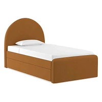 Elora Arched Upholstered Trundle, Twin, Performance Yarn Dyed Linen Weave, Alabaster