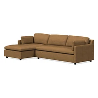 Marin 114" Left 2-Piece Chaise Sectional, Standard Depth, Saddle Leather, Nut