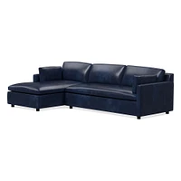 Marin 114" Left 2-Piece Chaise Sectional, Standard Depth, Saddle Leather, Nut