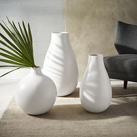 Pure White Ceramic Vase, Oversized Raindrop 20.7"H