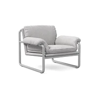 Desmond Chair, Deluxe Linen, Sand, Polished Stainless Steel