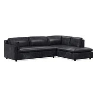 Marin 114" Left 2-Piece Bumper Chaise Sectional, Standard Depth, Saddle Leather, Nut