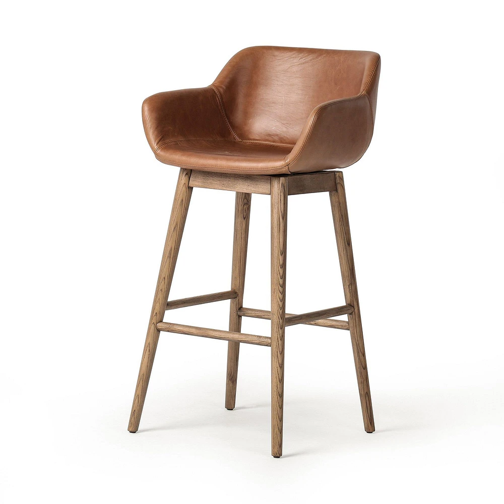 Badr Swivel Bar Stool, Sonoma Chestnut