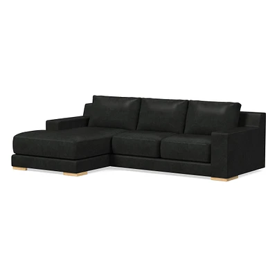 Dalton 111" Right 2-Piece Chaise Sectional, Ludlow Leather, Navy, Black