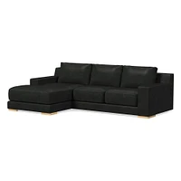 Dalton 111" Right 2-Piece Chaise Sectional, Ludlow Leather, Navy, Black