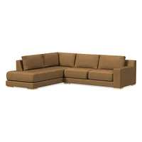 Dalton Sectional Set 05: LA 68" Sofa, RA Bumper Chaise, Down, Ludlow Leather, Black, Black