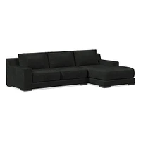 Dalton 111" Right 2-Piece Chaise Sectional, Ludlow Leather, Navy, Black