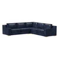 Dalton Sectional Set 10: LA 78" Sofa, Corner, RA Down, Saddle Leather, Nut, Almond