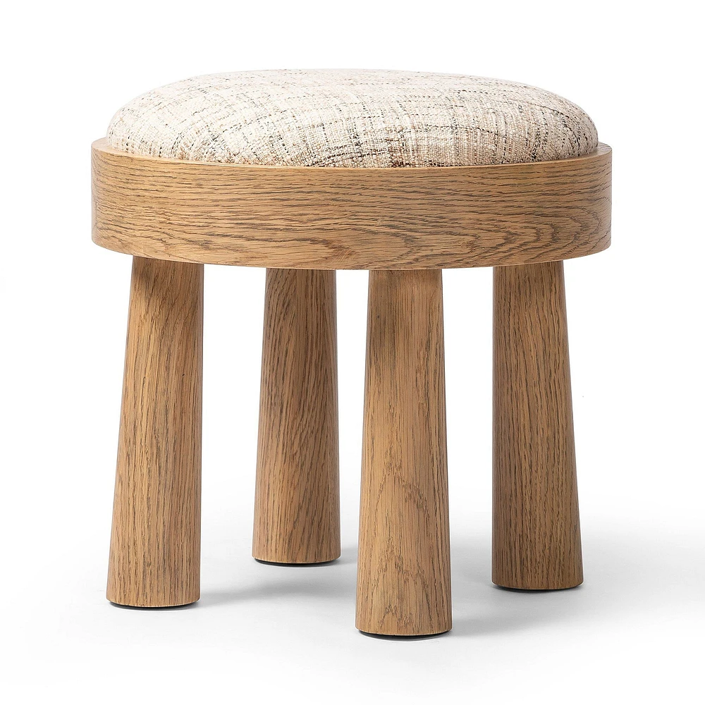 Heulwen Accent Stool, Light Smoked Oak Veneer, Ostend Natural Fabric