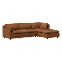 Marin 114" Right 3-Piece Ottoman Sectional, Standard Depth, Saddle Leather, Nut