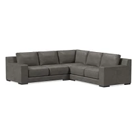 Dalton Sectional Set 10: LA 78" Sofa, Corner, RA Down, Saddle Leather, Nut, Almond