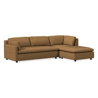 Marin 114" Right 3-Piece Ottoman Sectional, Standard Depth, Saddle Leather, Nut