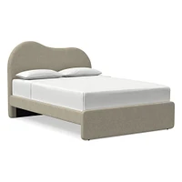 Alba Asymmetric Upholstered Bed, Full, Yarn Dyed Linen Weave, Alabaster