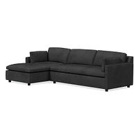 Marin 114" Left 2-Piece Chaise Sectional, Standard Depth, Saddle Leather, Nut