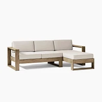 Portside Outdoor 2-Piece Chaise Sectional 92", Left Arm Sofa, Right Chaise, Driftwood, Pearl Gray