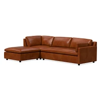 Marin 114" Right 3-Piece Ottoman Sectional, Standard Depth, Saddle Leather, Nut