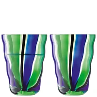 Folk Tumbler, 9oz, Black/Blue/Green, Set of 2