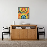 Overlapping Arcs By Erica Hauser, Framed Canvas, Giclee Print, Natural, 32x32