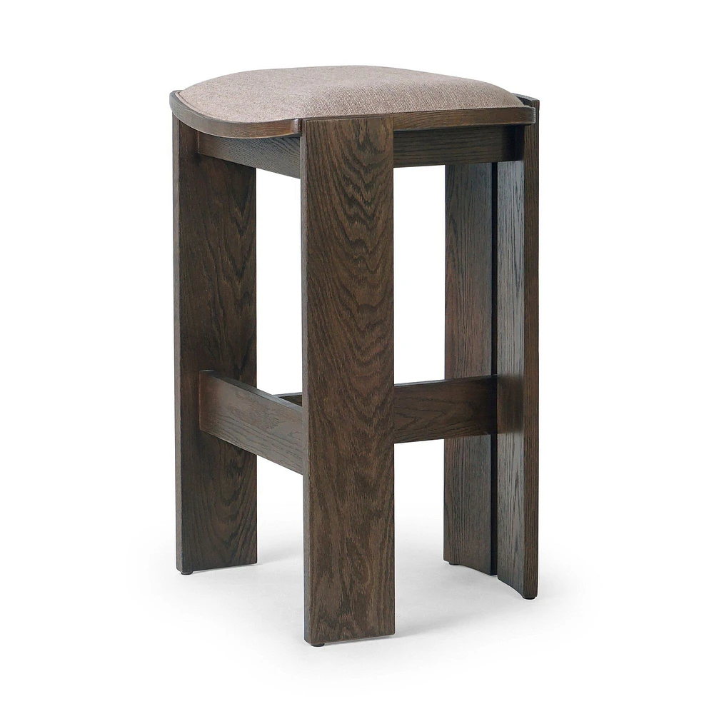 Jalark Backless Bar Stool, Alcala Fawn, Drifted Oak