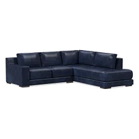 Dalton Sectional Set 08: RA 78" Sofa, LA Bumper Chaise, Down, Saddle Leather, Nut, Almond