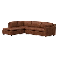 Marin 114" Left 2-Piece Bumper Chaise Sectional, Standard Depth, Saddle Leather, Nut