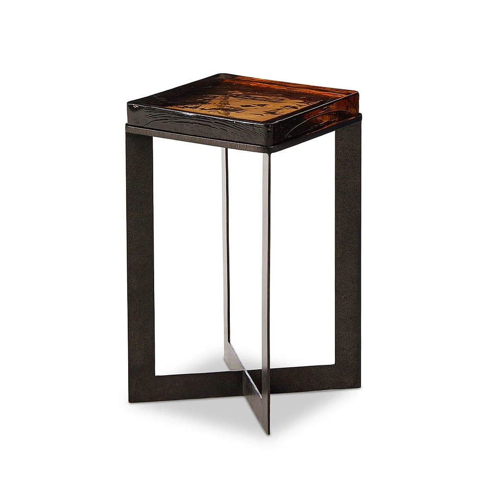 Zelaina 12.5" Cast Glass Side Table, Amber