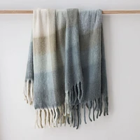 Faux Mohair Framed Ombre Throw, 50x60, Celadon