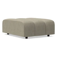 Avalon Ottoman Poly Performance Yarn Dyed Linen Weave Alabaster Concealed Support