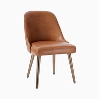 Mid-Century Dining Chair, Saddle Leather, Nut, Blackened Brass