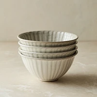 Hana Ceramic Cereal Bowl, White, Set of 4