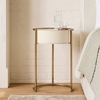 Layton 18" Nightstand, Ivory, Light Bronze